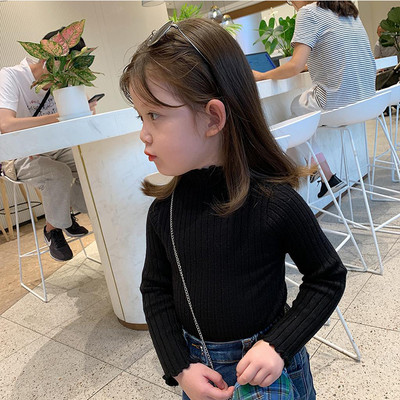 Sügisene tüdrukute kampsun, armas 2-7-aastastele lastele printsessi pikkade varrukatega topid Laste puuvillane vabaaja soonikuga kootud kampsun