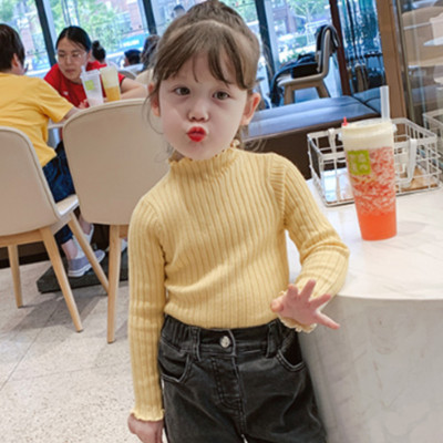 Sügisene tüdrukute kampsun, armas 2-7-aastastele lastele printsessi pikkade varrukatega topid Laste puuvillane vabaaja soonikuga kootud kampsun