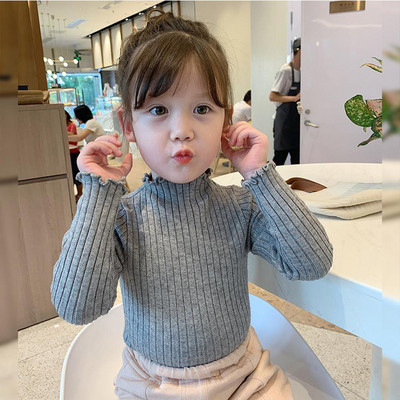 Sügisene tüdrukute kampsun, armas 2-7-aastastele lastele printsessi pikkade varrukatega topid Laste puuvillane vabaaja soonikuga kootud kampsun