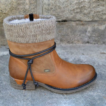 Есенни зимни обувки Вълнени удебелени дамски ботуши Ежедневни дамски обувки Снежни ботуши Велурени кожени къси ботуши Обувки на средни токчета