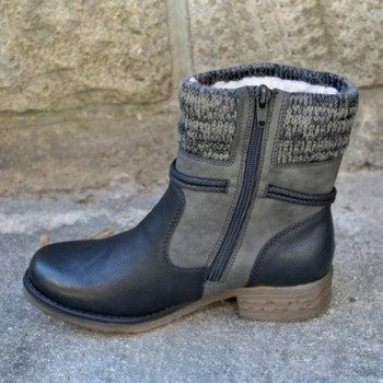 Есенни зимни обувки Вълнени удебелени дамски ботуши Ежедневни дамски обувки Снежни ботуши Велурени кожени къси ботуши Обувки на средни токчета