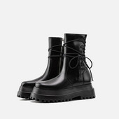 2023 Νέες γυναικείες μπότες Πλατφόρμα ζεστά παπούτσια Χειμερινή μόδα Μπότες μεσαίας γάμπας Μπότες με φερμουάρ Δερμάτινες μπότες Γυναικείες Botas Mujer