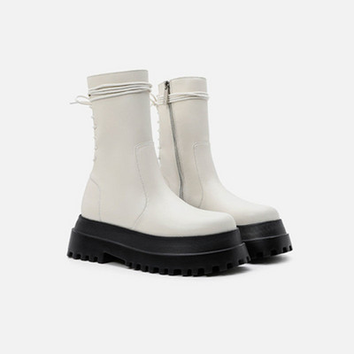 2023 Νέες γυναικείες μπότες Πλατφόρμα ζεστά παπούτσια Χειμερινή μόδα Μπότες μεσαίας γάμπας Μπότες με φερμουάρ Δερμάτινες μπότες Γυναικείες Botas Mujer