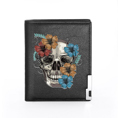 Uustulnukad Mehed Naiste Nahast rahakott Rose Vine Skull Cover Billfold õhukesed krediitkaardi/ID-hoidjad Rahakotid Lühikesed rahakotid