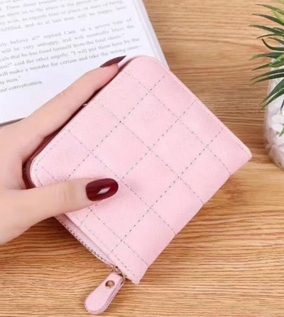 Γυναικεία κοντά πορτοφόλια PU Δερμάτινα γυναικεία καρό πορτοφόλια Nubuck Θήκη για κάρτες Πορτοφόλι μόδας Γυναικείο Πορτοφόλι με φερμουάρ με τσαντάκι νομισμάτων