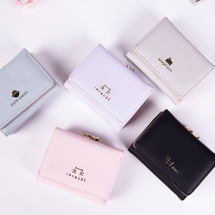 Γυναικείο κοντό πορτοφόλι Χαριτωμένο ζώο με τυπωμένο PU Δερμάτινο γράμμα Hasp Κάτοχοι κάρτας Μόδα Τσάντα για χρήματα Μικρή τσάντα αλλαγής