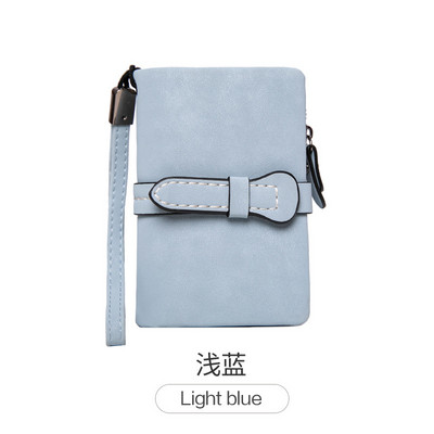 Πολυλειτουργικό κοντό πορτοφόλι διπλωμένο γυναικεία πορτοφόλια Δερμάτινο πορτοφόλι Nubuck με φερμουάρ και λουράκι καρπού Γυναικεία Carteira Feminina