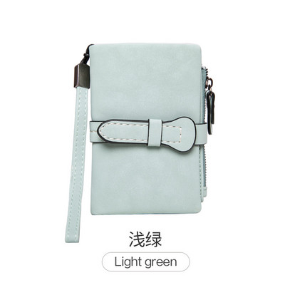 Πολυλειτουργικό κοντό πορτοφόλι διπλωμένο γυναικεία πορτοφόλια Δερμάτινο πορτοφόλι Nubuck με φερμουάρ και λουράκι καρπού Γυναικεία Carteira Feminina