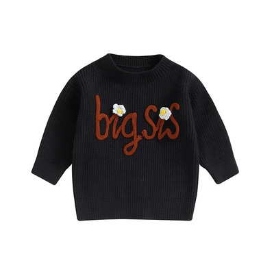 Φθινοπωρινό Νέο Μωρό Αγόρια Κοριτσίστικα Πλεκτά Παιδικά Πλεκτά Φόρεμα Λουλούδι Κέντημα Επιστολή Μακρυμάνικο Πλεκτό Πουλόβερ για Παιδιά