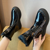 Cizme de zăpadă pentru femei Cizme cu platformă impermeabile pentru damă Pantofi ocazionali Cizme plate cu fermoar cald Ghete de iarnă antiderapante pentru femei