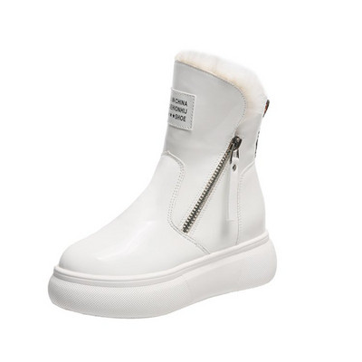 Cizme de zăpadă pentru femei Cizme cu platformă impermeabile pentru damă Pantofi ocazionali Cizme plate cu fermoar cald Ghete de iarnă antiderapante pentru femei