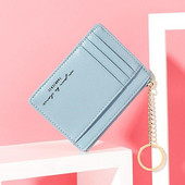 Portofele noi pentru femei, cu fermoar, din piele PU, pentru monede, mini lanț de chei, portofel mic, cu mai multe carduri, suport pentru carduri, suport pentru carduri, husă de ambreiaj