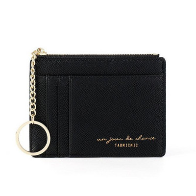 Portofele noi pentru femei, cu fermoar, din piele PU, pentru monede, mini lanț de chei, portofel mic, cu mai multe carduri, suport pentru carduri, suport pentru carduri, husă de ambreiaj