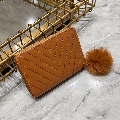 Női rövid pénztárca PU bőr nagy kapacitású női érme pénztárca kártyatartó pénzes táska tömör gyapjú golyós masni kuplung táska pénzcsipesz