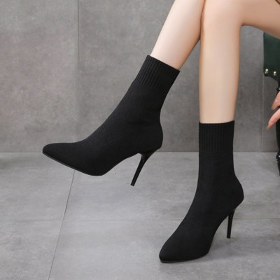 Seksi čizme s čarapama Ženske rastezljive tanke gležnjače za žene Modne cipele s visokim petama Leopard cipele Proljeće Jesen Čizme Ženske velike 36-43