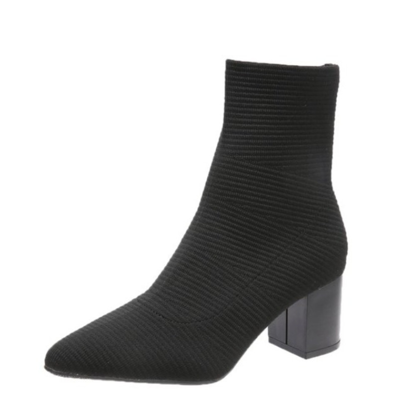 2023 Sarkú cipő zokni csizma női sztreccs szövet elasztikus tűsarkú hegyes orrú bokacsizma cipő női