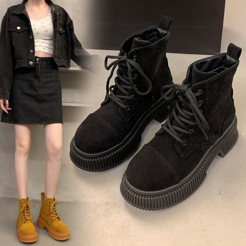 Talvised pitsilised Chelsea saapad, 2023, uued ümarad keskkontsad, poolsaapad, naiste gooti platvormkingad, mootorrattasaapad, naistele Zapatos