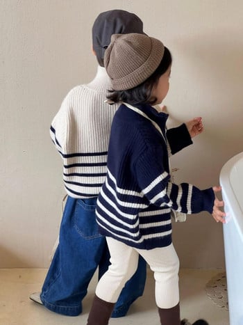 Παιδικά ρούχα Παιδικό πουλόβερ 2023 Άνοιξη Νέο Πλεκτό πουλόβερ για αγόρια και κορίτσια Ριγέ Πλεκτό πουλόβερ Μωρό χαλαρό μοντέρνο casual πουλόβερ