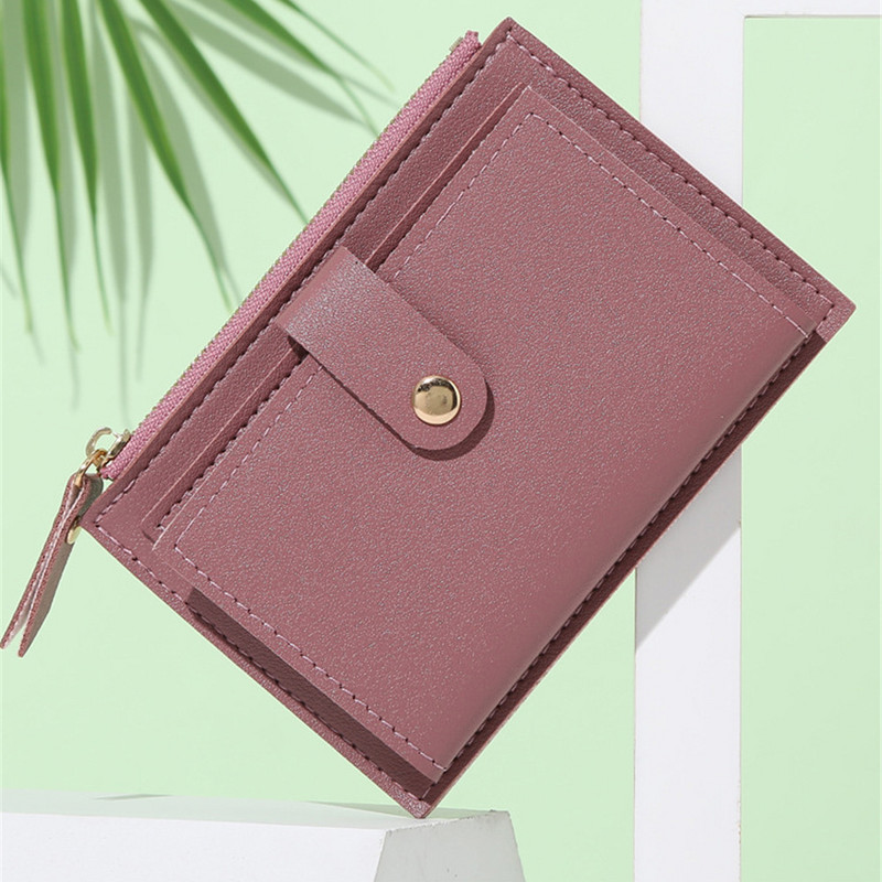 Divatos mini pénztárca női egyszerű PU bőr érme pénztárca kis rövid hitelkártyatartó cipzáras táska lányoknak vékony pénzes táska