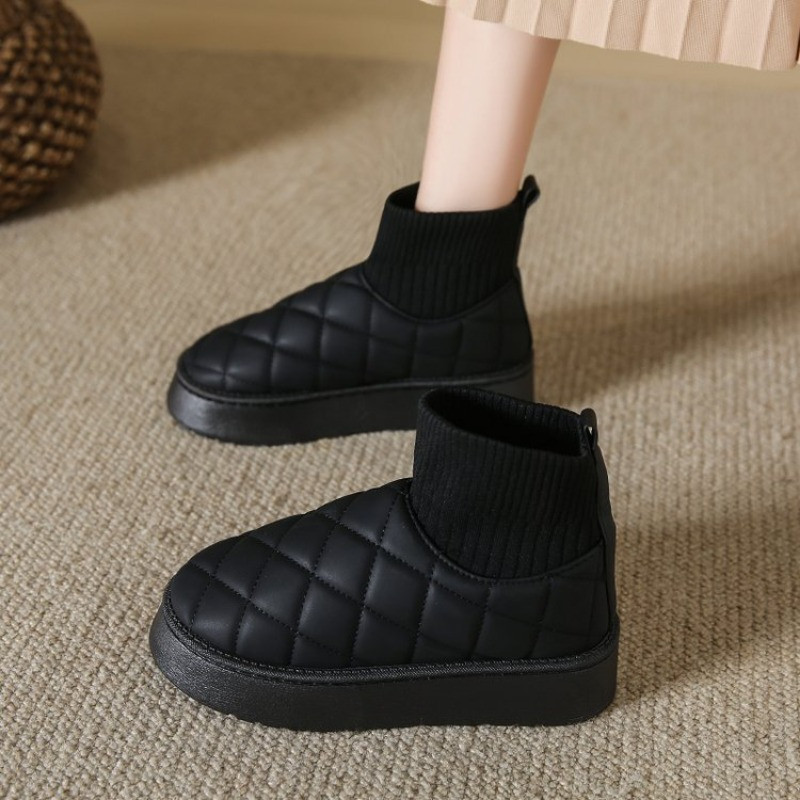 Lumesaapad naiste samet paksendav 2023 uus talvemood lühikese toruga slip-on soe leib puuvillased kingad uggs talvesaapad 36-40