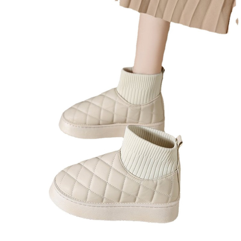 Lumesaapad naiste samet paksendav 2023 uus talvemood lühikese toruga slip-on soe leib puuvillased kingad uggs talvesaapad 36-40