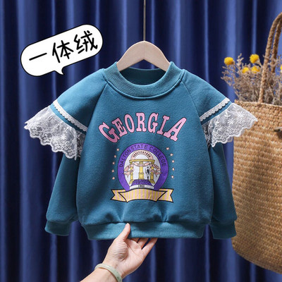 Beebitüdrukutele magus puuvillane dressipluus, lilledega mullidega varrukatega topid Sügisfliis Paksud riided Laste Kevadriietus Spordidress