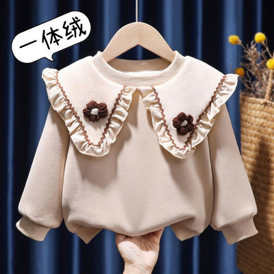 Beebitüdrukutele magus puuvillane dressipluus, lilledega mullidega varrukatega topid Sügisfliis Paksud riided Laste Kevadriietus Spordidress