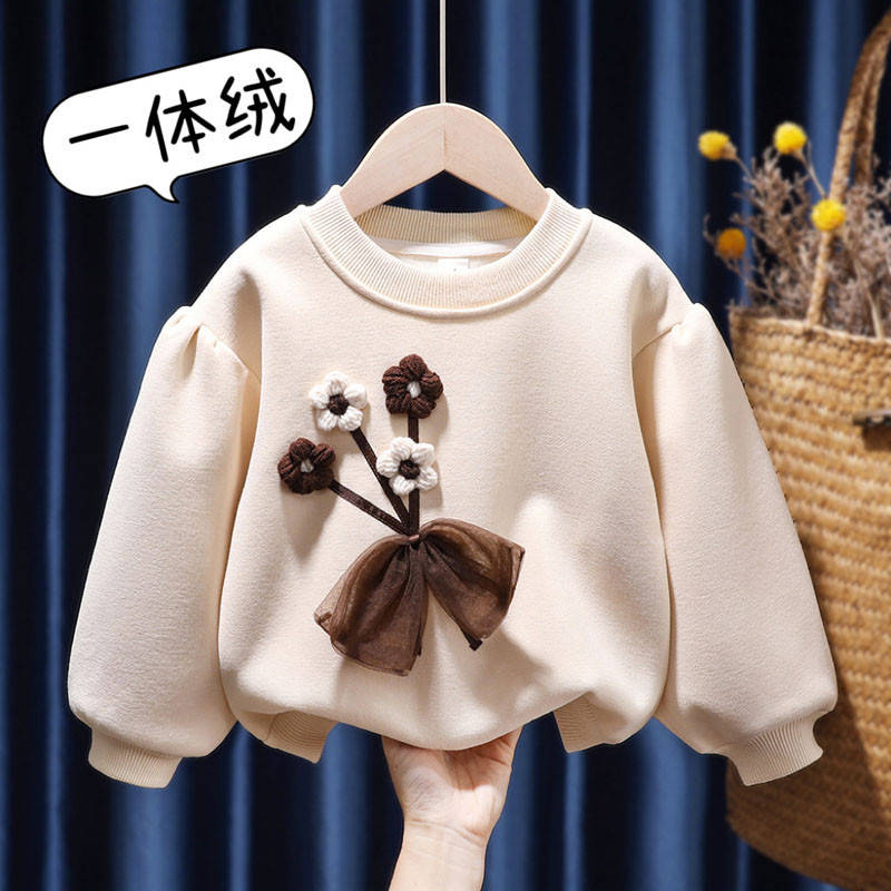 Beebitüdrukutele magus puuvillane dressipluus, lilledega mullidega varrukatega topid Sügisfliis Paksud riided Laste Kevadriietus Spordidress