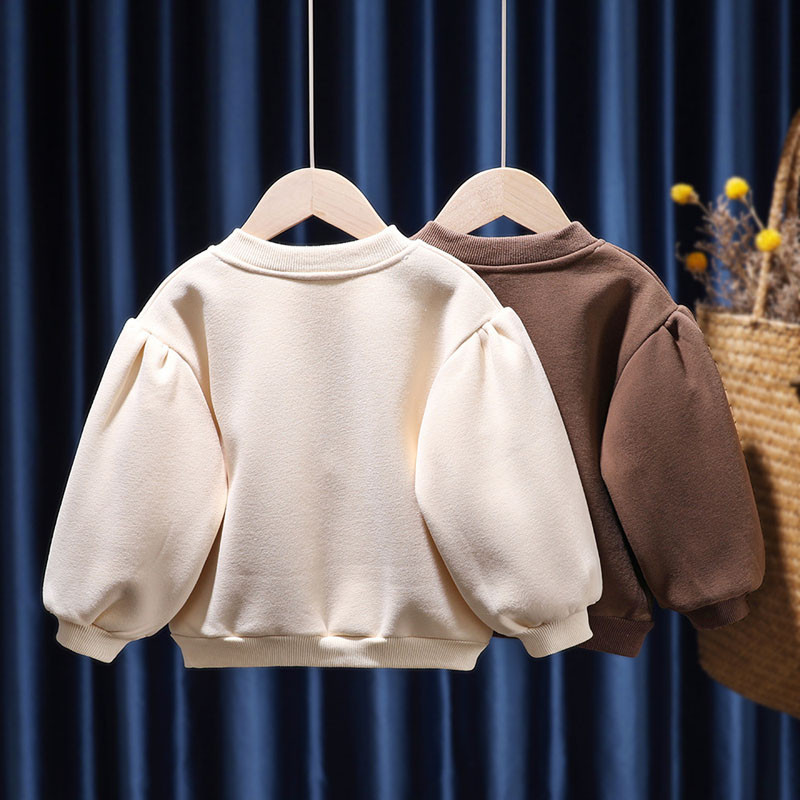 Beebitüdrukutele magus puuvillane dressipluus, lilledega mullidega varrukatega topid Sügisfliis Paksud riided Laste Kevadriietus Spordidress