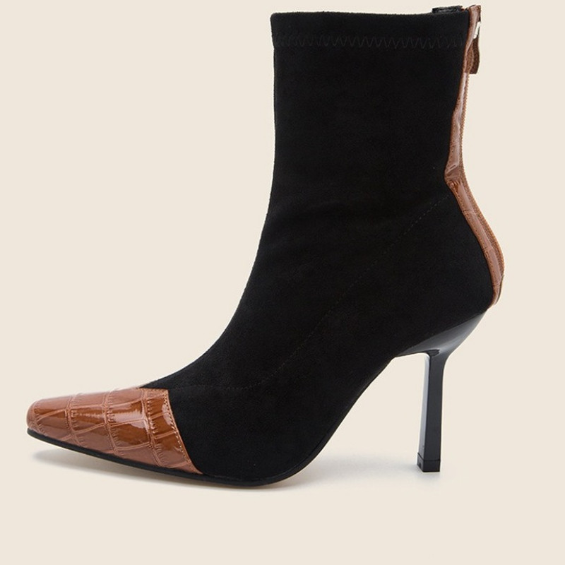 Terava ninaga tikk-naiste kingad Lühikesed saapad Sügis ja talv 2023 Uued terava varbaga saapad Naiste kõrge kontsaga õhukesed saapad naistele