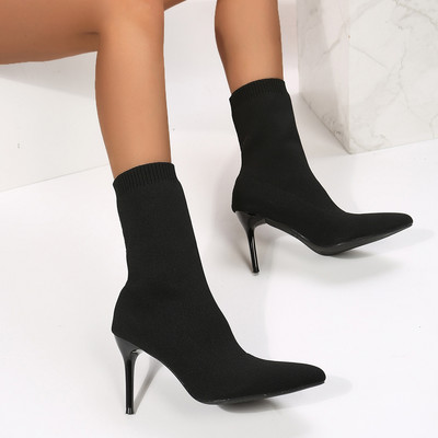 2023 Cizme elastice pentru femei 7cm Tocuri înalte Fetish Lady Botine de calitate Stripper Alb Tocuri joase Pantofi caldi de toamnă și iarnă