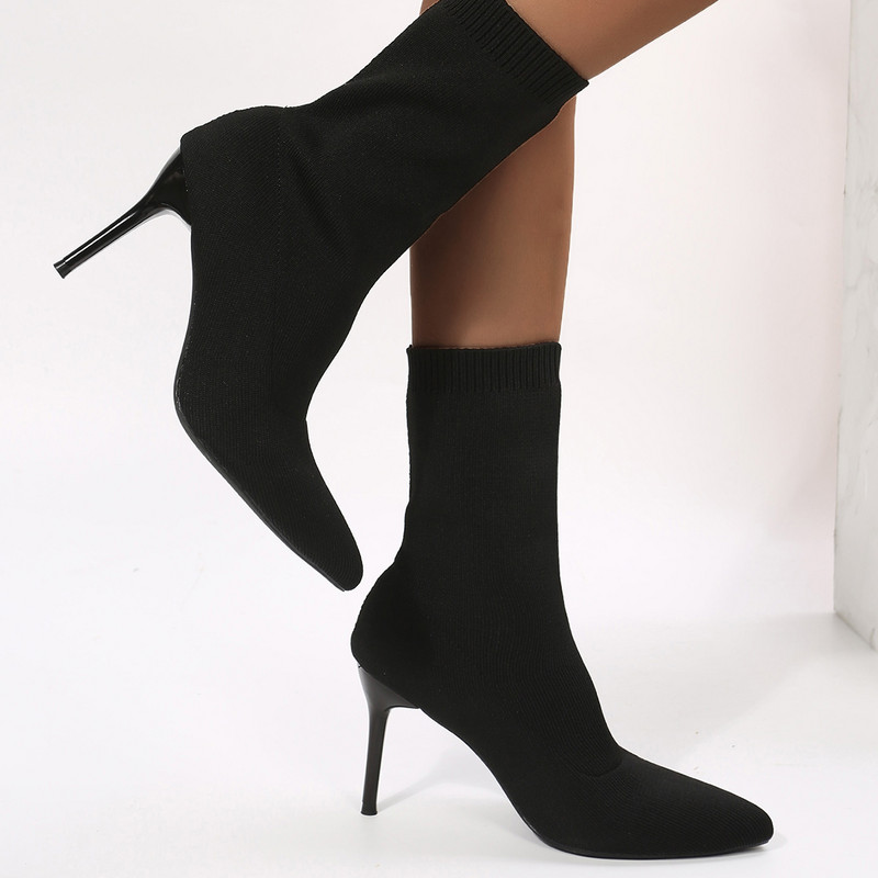 2023. Ženske rastezljive čizme, 7 cm visoke pete, fetiš ženske kvalitetne gležnjače, striptizete, bijele niske pete, tople jesensko-zimske cipele