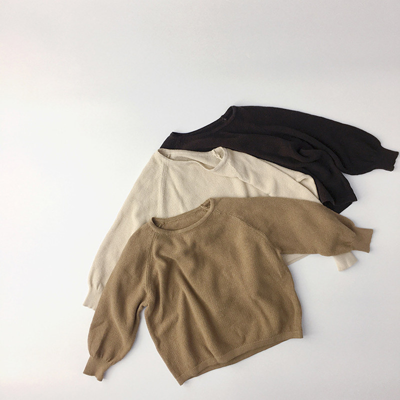 Laste kampsunid Ühevärvilised sviitrid O-kaelusega sügistalv beebipoisid tüdrukud kootud kampsun nahkhiire varrukas lasteriided