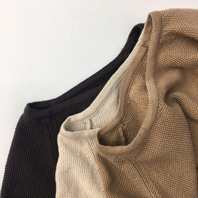 Laste kampsunid Ühevärvilised sviitrid O-kaelusega sügistalv beebipoisid tüdrukud kootud kampsun nahkhiire varrukas lasteriided