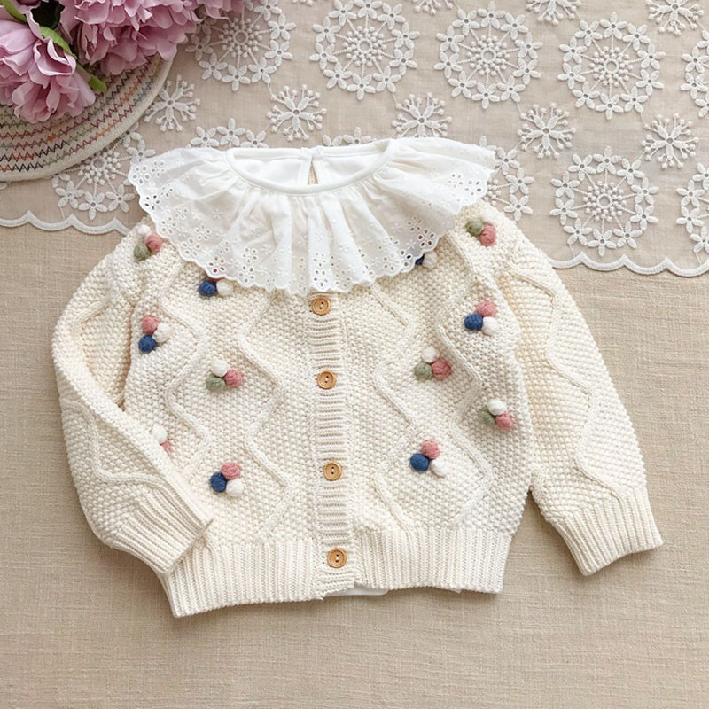 Sügistalvine laste kampsun, täisvarrukatega, üherealine väikelaste ülerõivad, kudumisriided, valged, lillad, 1-8 a.