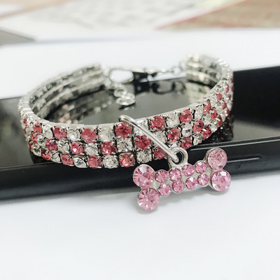 Bling Rhinestone koera kaelarihm Crystal kutsikas Chihuahua lemmiklooma koera kaelarihmad väikestele keskmistele koertele Mascotas tarvikud SML roosa