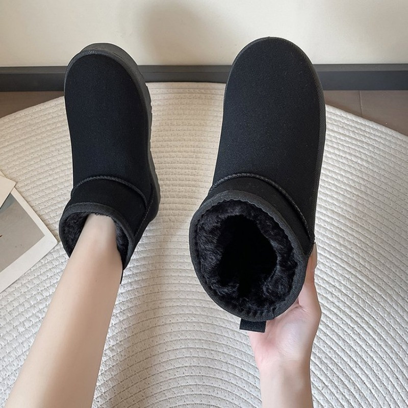 Pahkluudega platvorm Naiste lumesaapad Seemisnahast Palus soojad vabaajajalatsid Talv Uued paksud gooti moekingad Naiste saapad