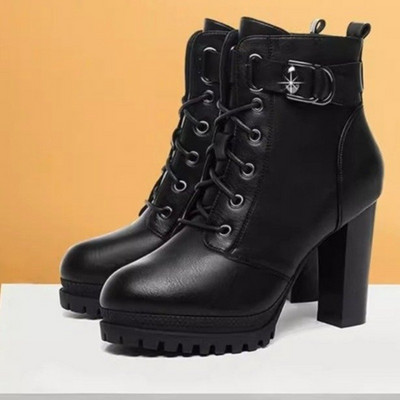 2023. aasta moekingad naistele, talvised naiste saapad, ühevärvilised ümmarguse ninaga tõmblukk, pael, pannal, kõrged kontsad, veekindlad naiste kingad