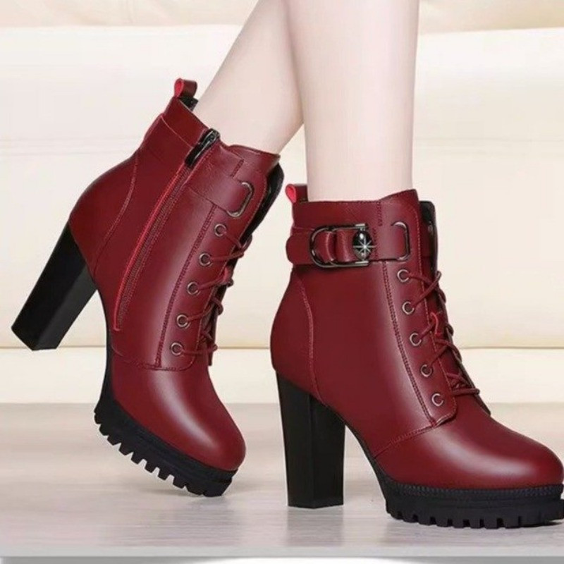 2023. aasta moekingad naistele, talvised naiste saapad, ühevärvilised ümmarguse ninaga tõmblukk, pael, pannal, kõrged kontsad, veekindlad naiste kingad