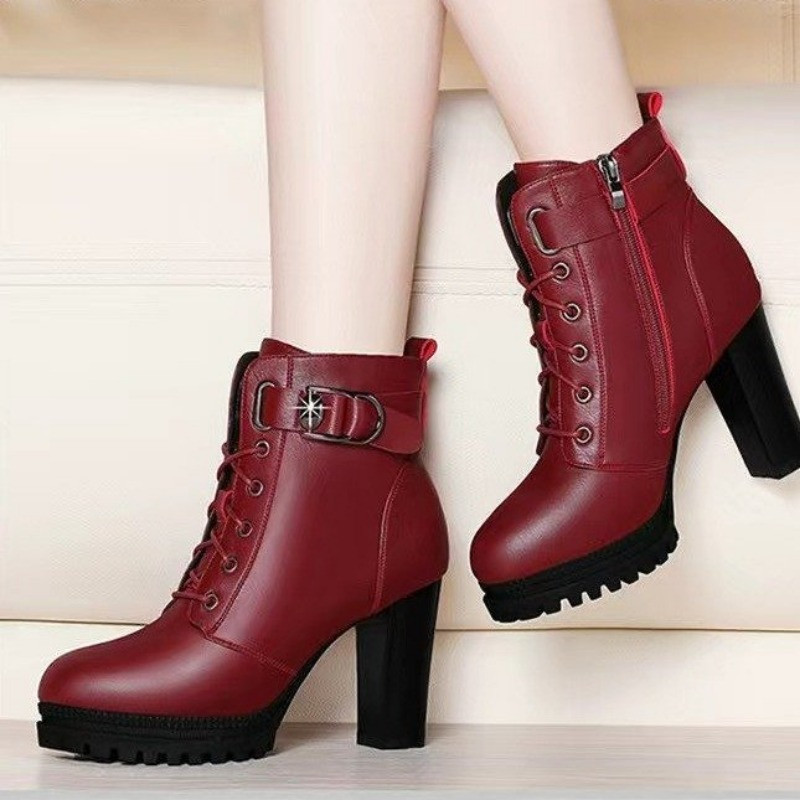 2023. aasta moekingad naistele, talvised naiste saapad, ühevärvilised ümmarguse ninaga tõmblukk, pael, pannal, kõrged kontsad, veekindlad naiste kingad