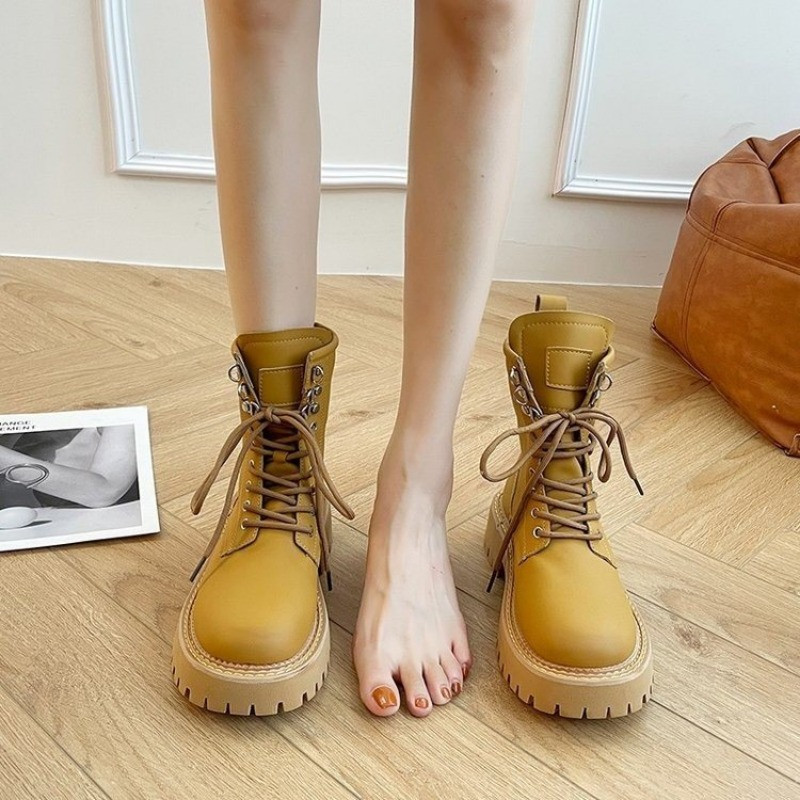 Populară Pista de fund gros pentru femei Cizme plate de înaltă calitate cu platformă T-show Pantofi de petrecere Slim Fit peste cizme