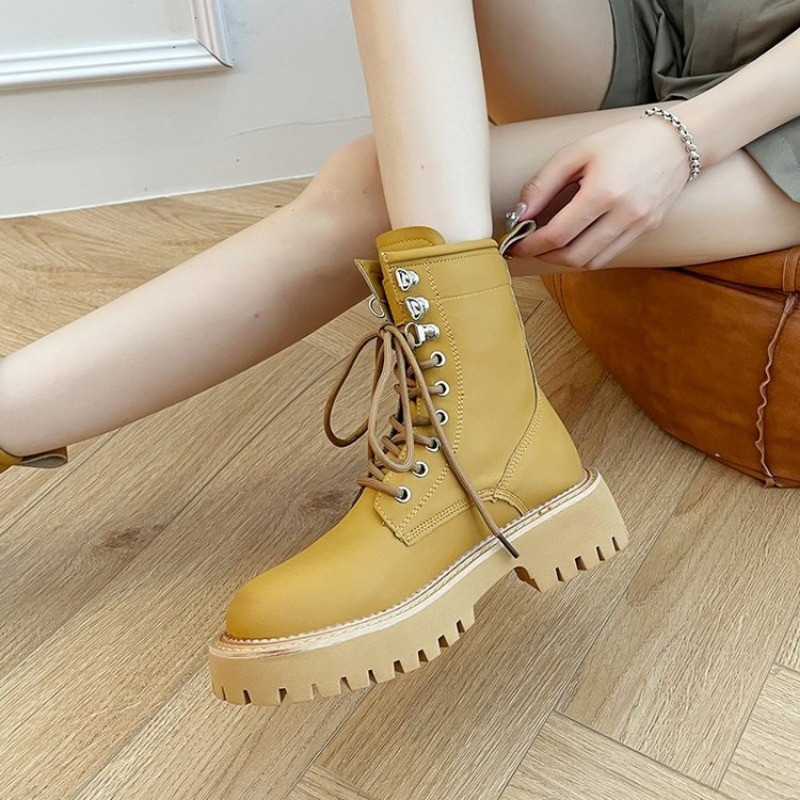 Populară Pista de fund gros pentru femei Cizme plate de înaltă calitate cu platformă T-show Pantofi de petrecere Slim Fit peste cizme