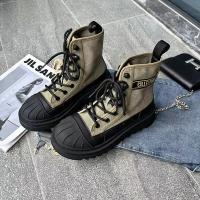 Cizme scurte și groase de damă Cizme scurte cu șireturi de modă pentru femei Pantofi cu fundul gros 2023 Cizme de toamnă și iarnă pentru femei Zapato