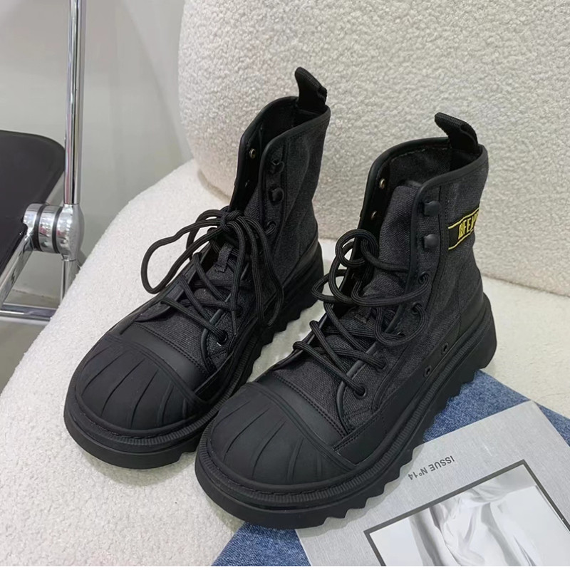 Dámske krátke hrubé čižmy, dámske módne šnurovacie členkové čižmy s hrubým podpätkom, dámske jesenné a zimné čižmy, Zapato