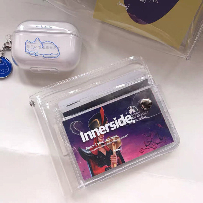 Korea Rövid Vintage Mini Átlátszó Vízálló női Névjegykártya tartó női PVC táska Alkalmi Harajuku Párok Pénztárca Divat