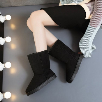Дамски високи зимни подплатени черни ботуши 2023 Модни ботуши за сняг Дамски високи ботуши Размер 41 Горещи топли обувки Botas Mujer
