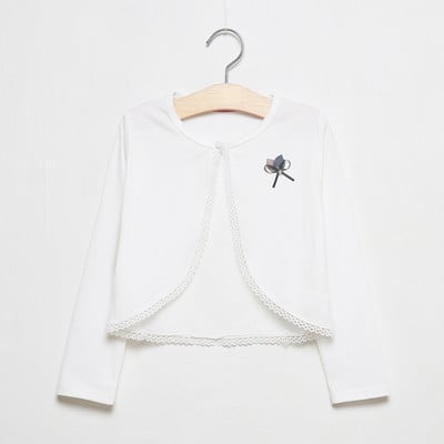 Valge tüdruku kardigan Laste kevad-sügis pikkade varrukatega puuvillane kampsun tüdrukule 1 2 3 4 6 8 10 11-aastastele tüdrukutele OMGosh