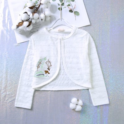 Valge tüdruku kardigan Laste kevad-sügis pikkade varrukatega puuvillane kampsun tüdrukule 1 2 3 4 6 8 10 11-aastastele tüdrukutele OMGosh