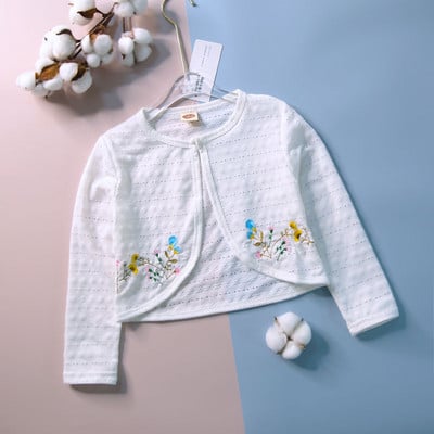 Valge tüdruku kardigan Laste kevad-sügis pikkade varrukatega puuvillane kampsun tüdrukule 1 2 3 4 6 8 10 11-aastastele tüdrukutele OMGosh