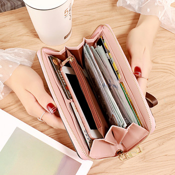 Маркови дизайнерски портфейли с каишка за китка Дамски портфейл с много отдели Дамска чанта с дълга голяма чанта за карти